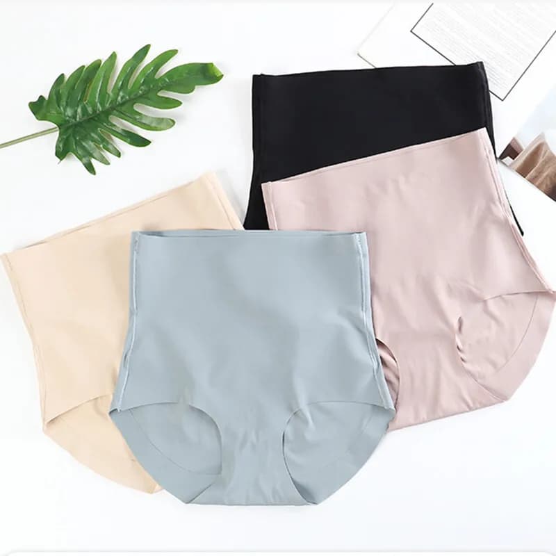 Intimo in seta di gelso a vita alta, pantaloni a compressione senza cuciture in seta ghiacciata, pantaloni a triangolo con fianchi curvi monopezzo modellati adesivi,