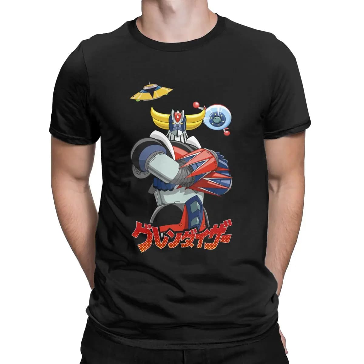 UFO Robot Goldrake Mazinger Z Anime Clothing Men's clothing Crewneck Pure Cotton T Shirts 80s manga Short Sleeve Gift Idea Tops