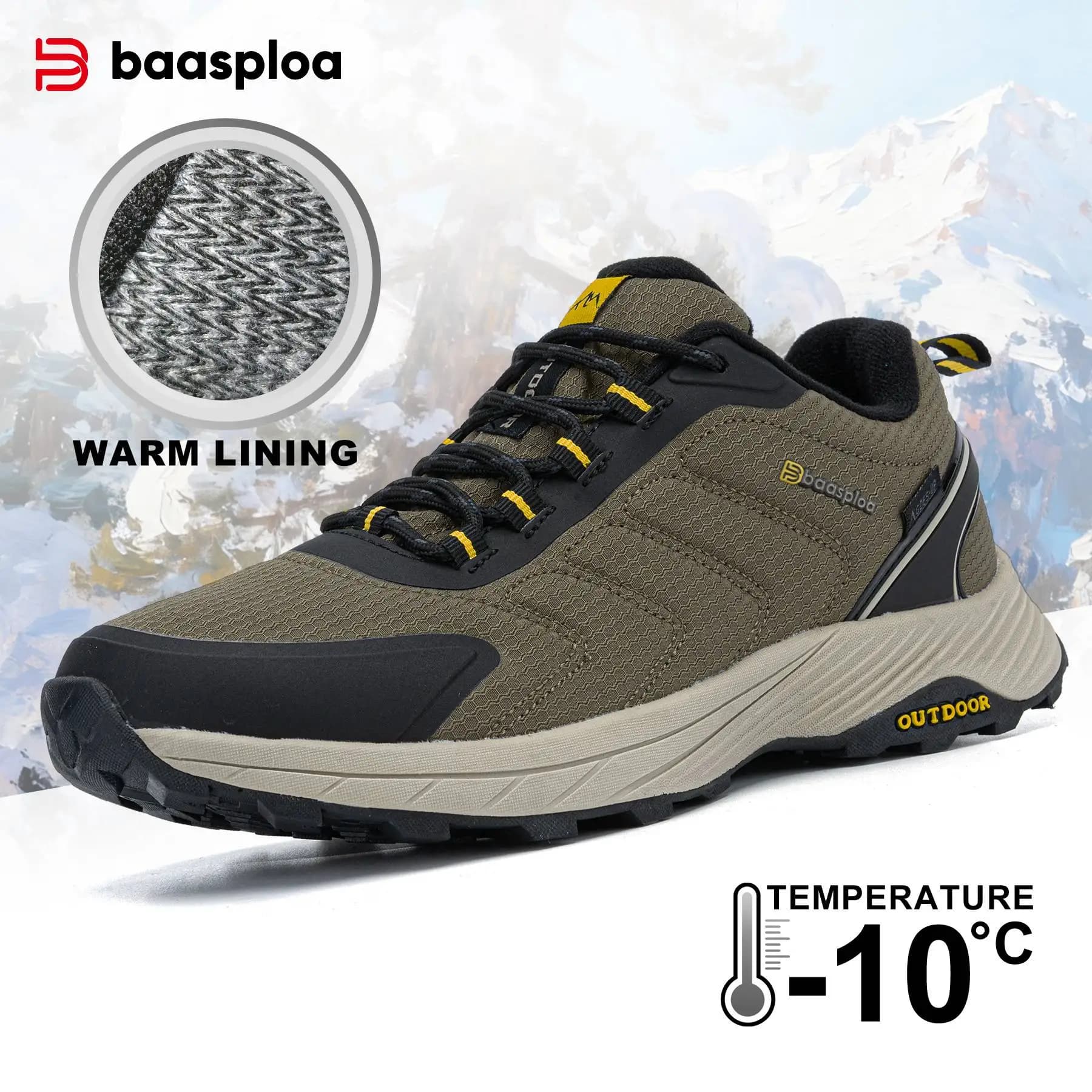 Baasploa Scarpe da trekking da uomo Scarpe da ginnastica da esterno antiscivolo resistenti all'usura Moda Scarpe da passeggio casual da uomo antispruzzo con acqua leggera