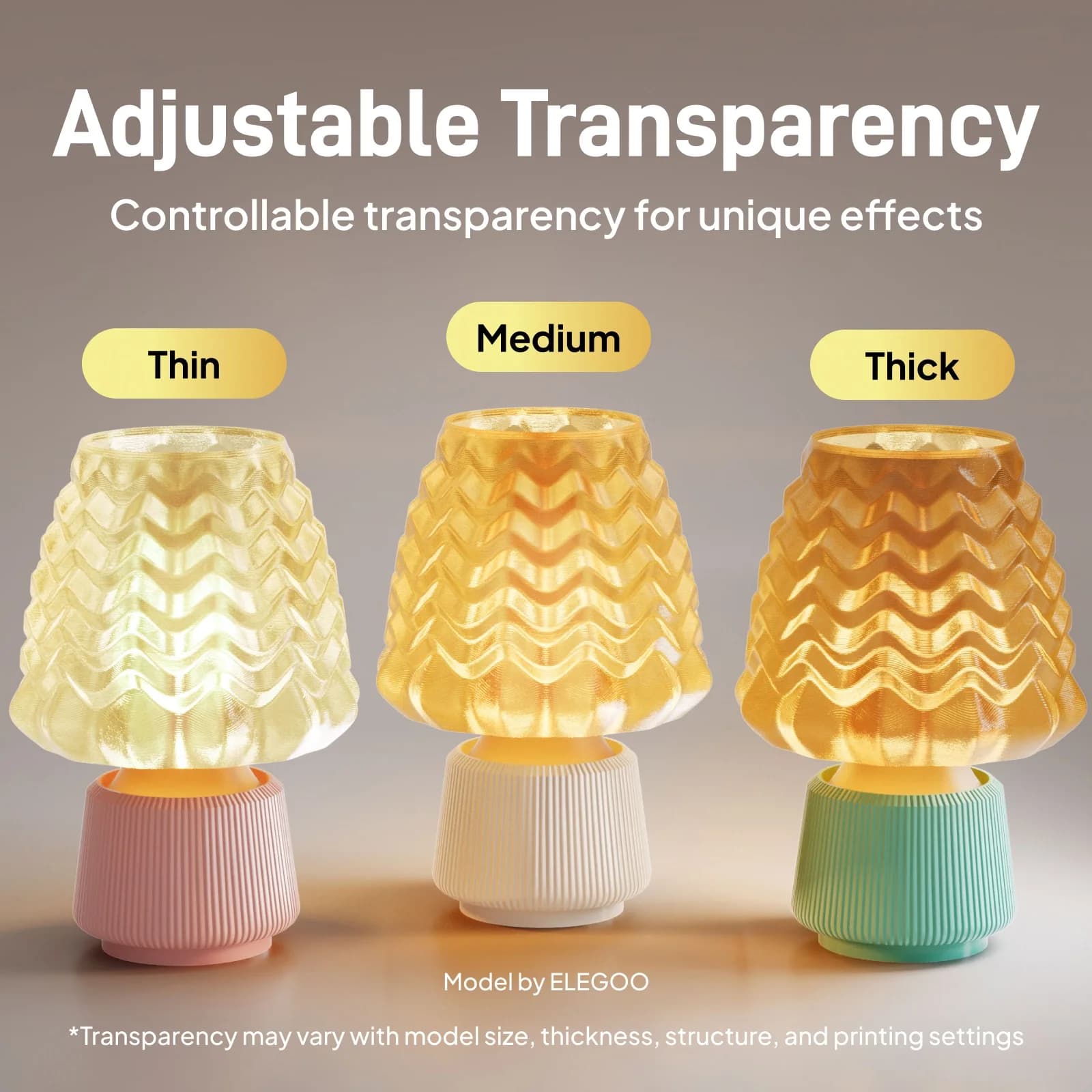 Translucent PETG filament ELEGOO 1.75 mm grey 1 kg, 3D printer filament for USA, EU, Germany