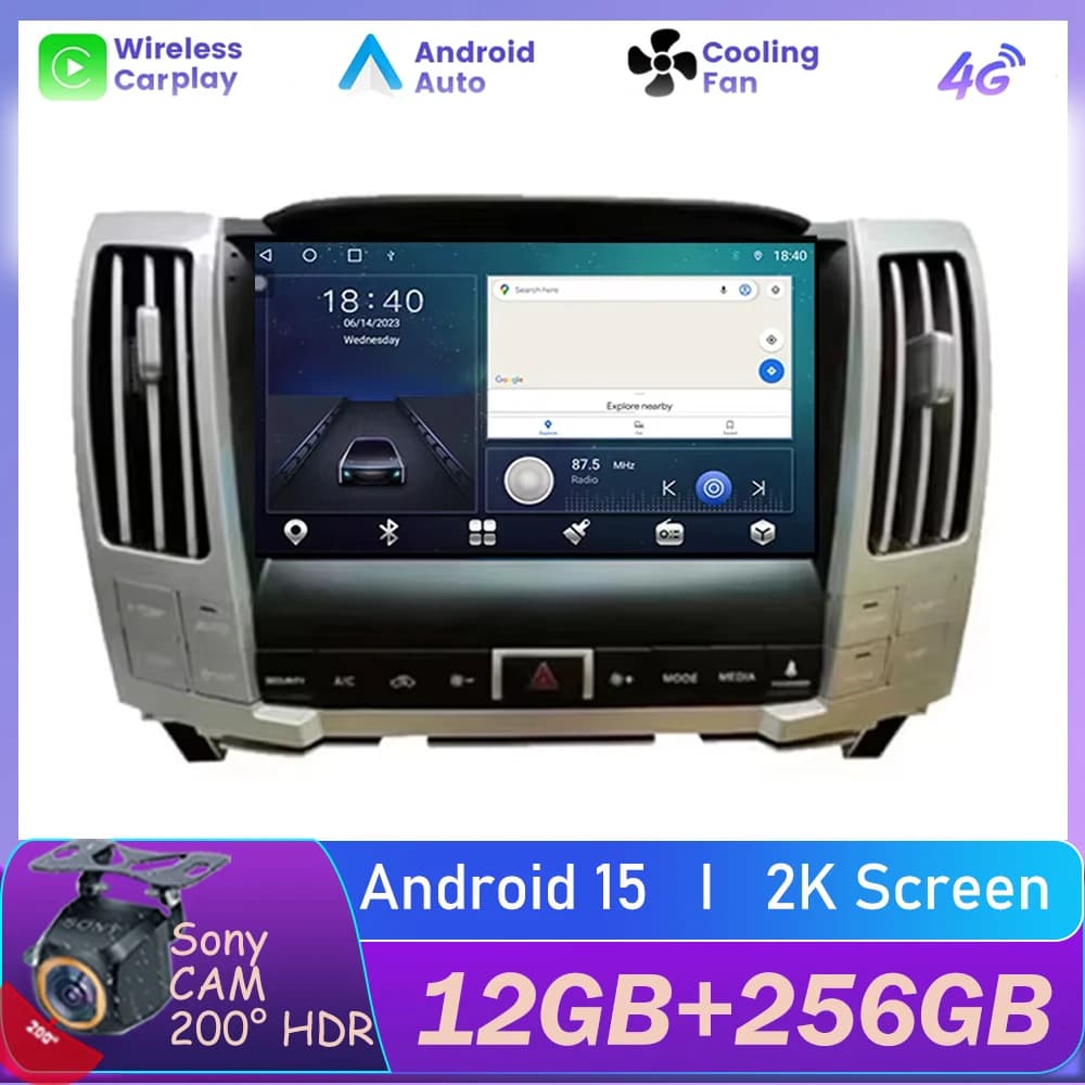 Autoradio Android 15 For Lexus RX300 RX330 RX400 2004 - 2007 Auto Video Player Multimedia 4G WIFI GPS Navigation 2din DVD Stereo