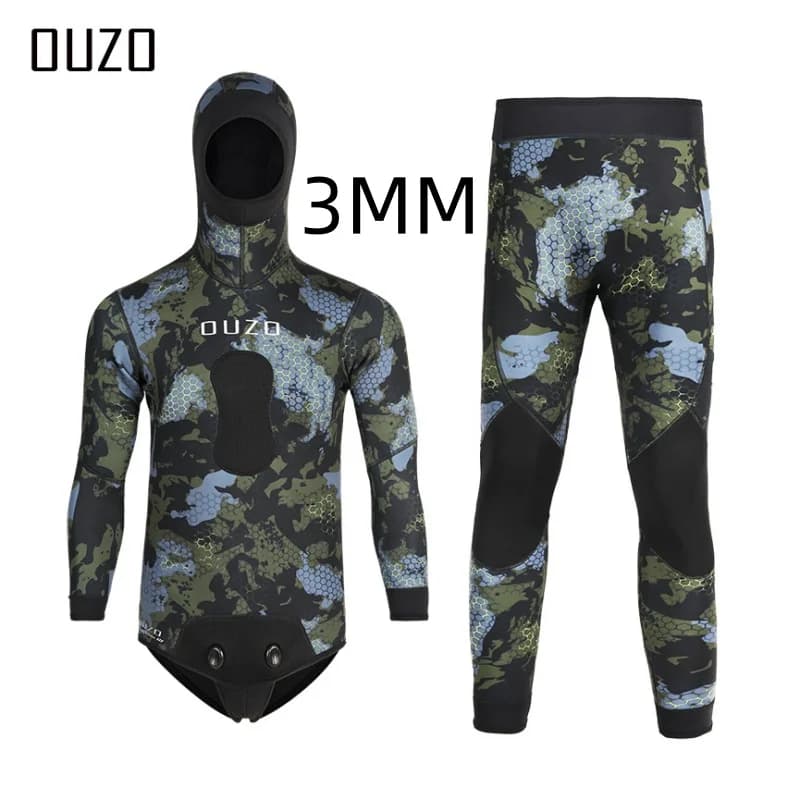 Muta Subacquea Termica da Uomo in Neoprene da 3mm per Pesca Subacquea, Immersione, Apnea, Surf e Snorkeling - Set Due Pezzi Giacca e Pantaloni