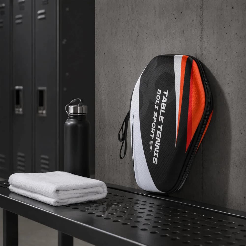 EVA Table Tennis Racket Case Scratch Resistant Dual Compartment Bat Storage Case Elastic Strap Shockproof Racket Carrying Bag