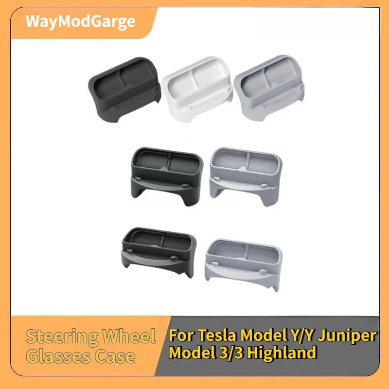 For Tesla Model Y/Y Juniper 2025 Model 3/3 Highland 2024 Flyer Storage Box Sunglasses Case in Silicone GPS Phone Support
