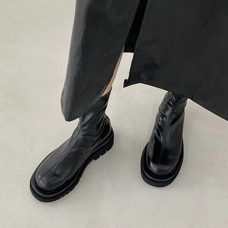 Chunky Heel Women Elastic Short Boots Fashion Back Zippers Shoes Autumn Winter Platform Flats Ladies Ankle Booties 2025