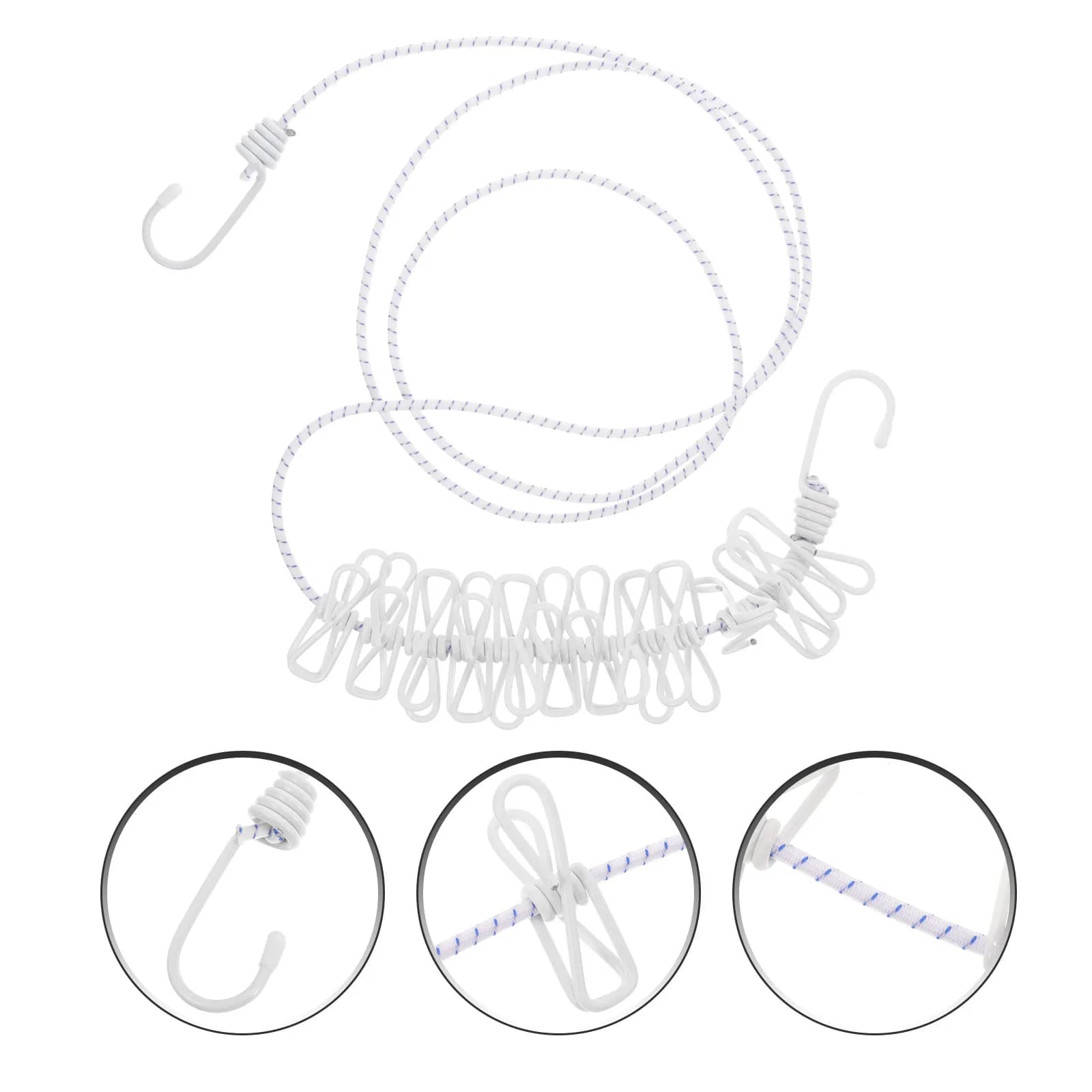 Stendibiancheria Laptop with Hooks and Clips for Fixing Tent, Elastic Corda for Drying Open Clothes, Travel Accessories