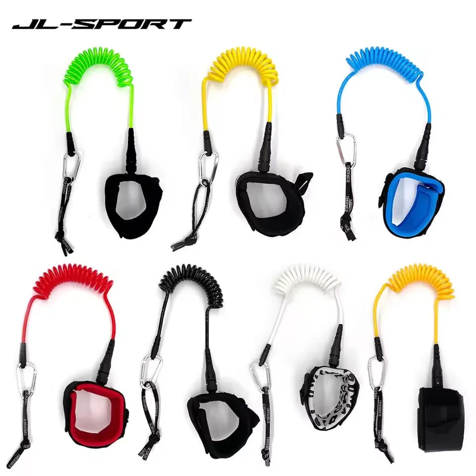 10FT Surfboard Leash TPU Stainless Swivel Paddle Board Knee Rope 5mm Coiled Spring Leg Foot Rope Surfing Leash for SUP Surfboard