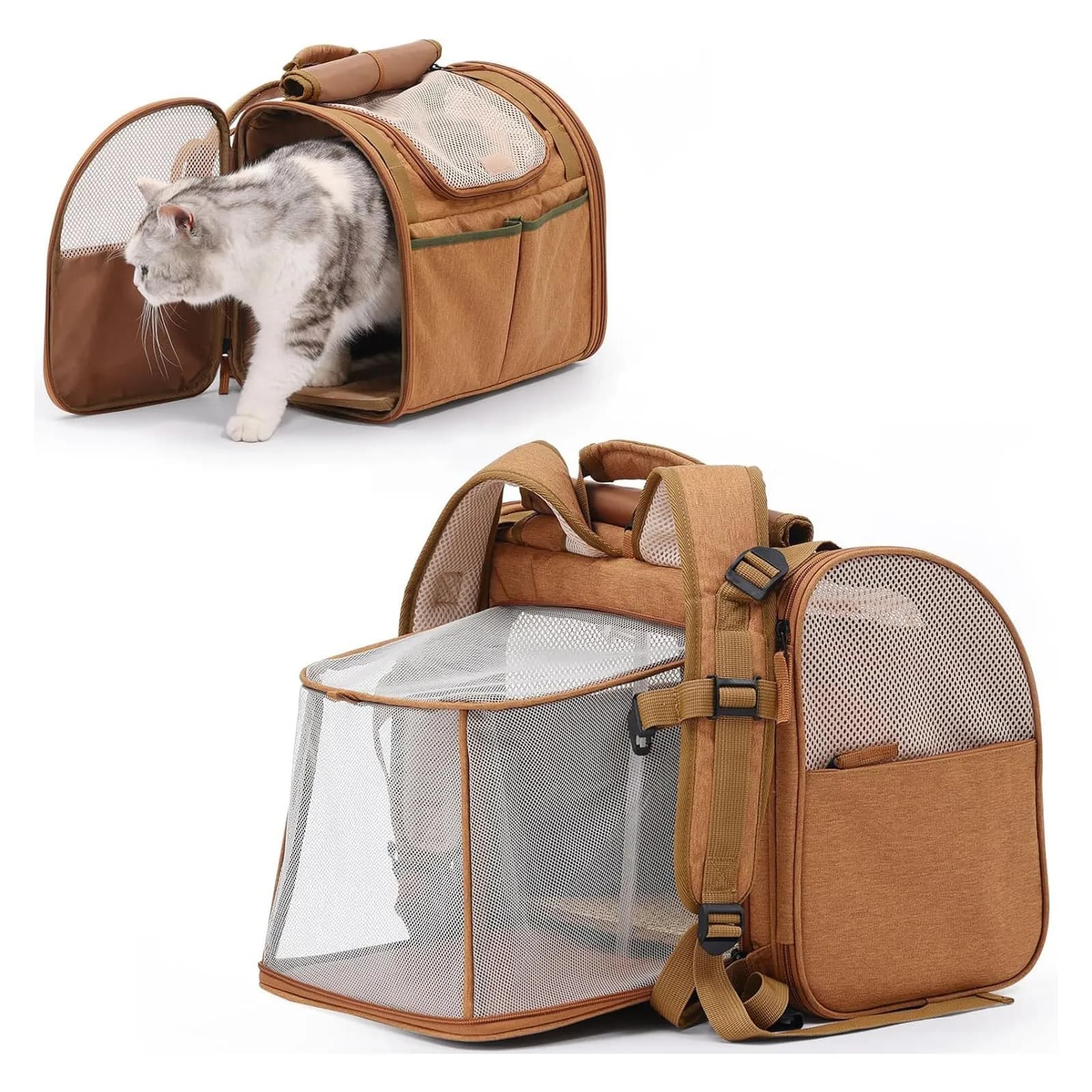Borsa Espandibile per Gatti, Zaino Traspirante per Gatti da Esterno, Ampio Spazio, Accessori per Animali Domestici, Trasportino per Piccoli Animali