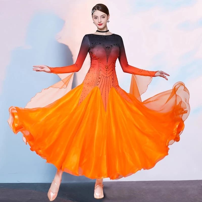 Costume da competizione per spettacoli con gonna da ballo per valzer, abito da ballo moderno da donna personalizzato