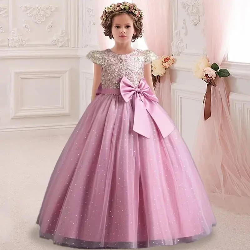 3-12 anni Party Princess dress paillettes ricamo long dinner ball big butterfly dress abito per bambini