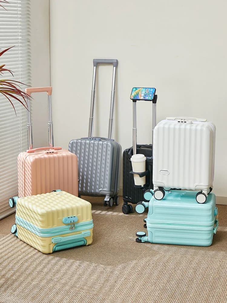 Bagaglio a mano da 14 pollici con manico da viaggio Portabicchieri Supporto per telefono Borsa per valigia piccola Bagagli leggeri da donna