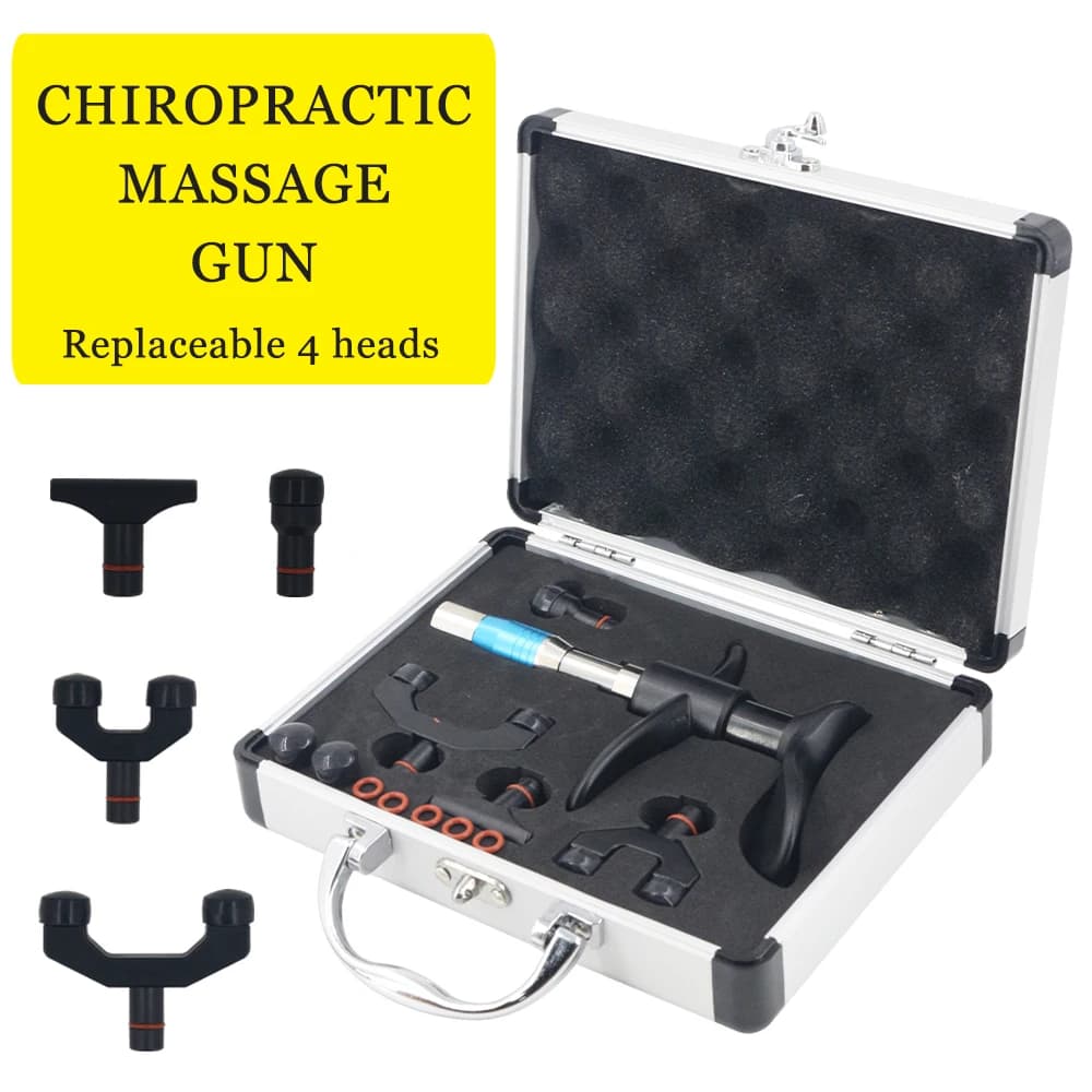 Manual Chiropractic Gun 300N Health Care Cervical Spine Correction Adjusting Tool Joint Pain Relief 4 Heads Osteopathic Massager