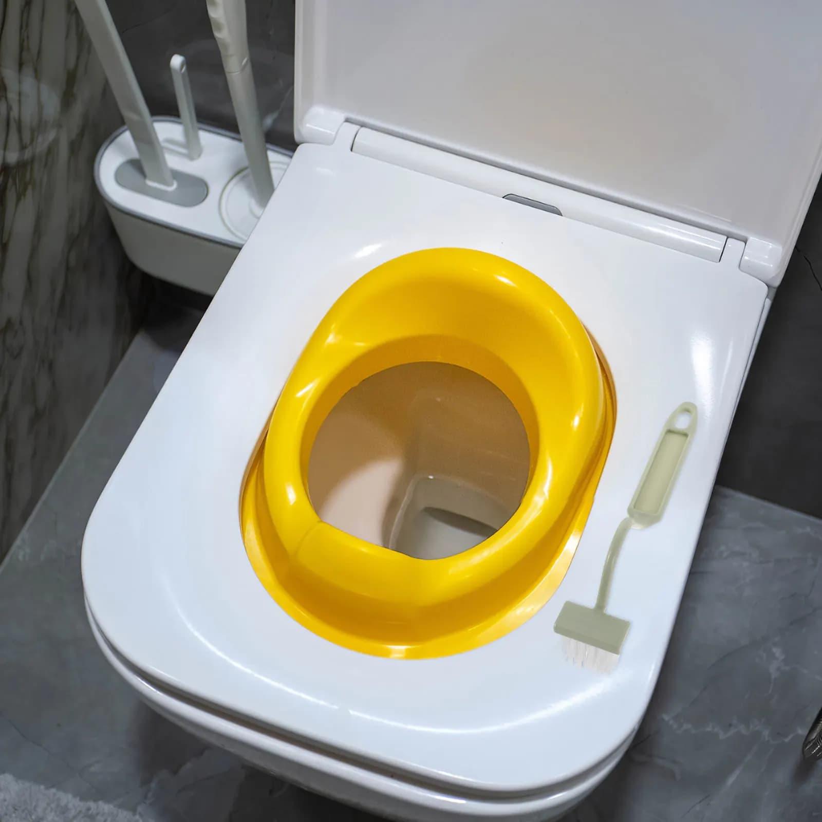 Spazzola per WC Curva con Testina Piccola, Design a S, Manico Ergonomico per Pulizia Profonda del Bagno, Senza Angoli Morti, per Adulti