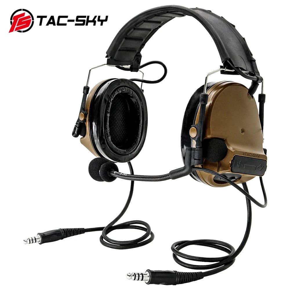 TAC-SKY COMTA III Cuffie tattiche a doppia comunicazione Nuova fascia staccabile Caccia Walkie-Talkie Cuffie da tiro Comta Iii