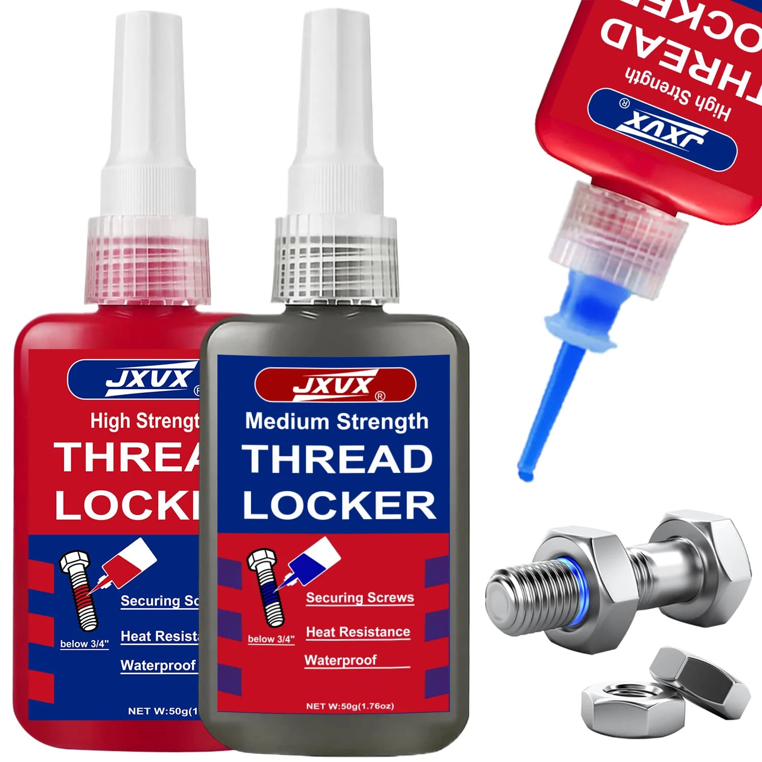 243-271 Medium to High Strength Thread Locking Agent, Anaerobic Thread Adhesive, Fast Curing Waterproof, Corrosion-Resistant, And Highly Stable Metal Glue,Rustproof 6pcs.