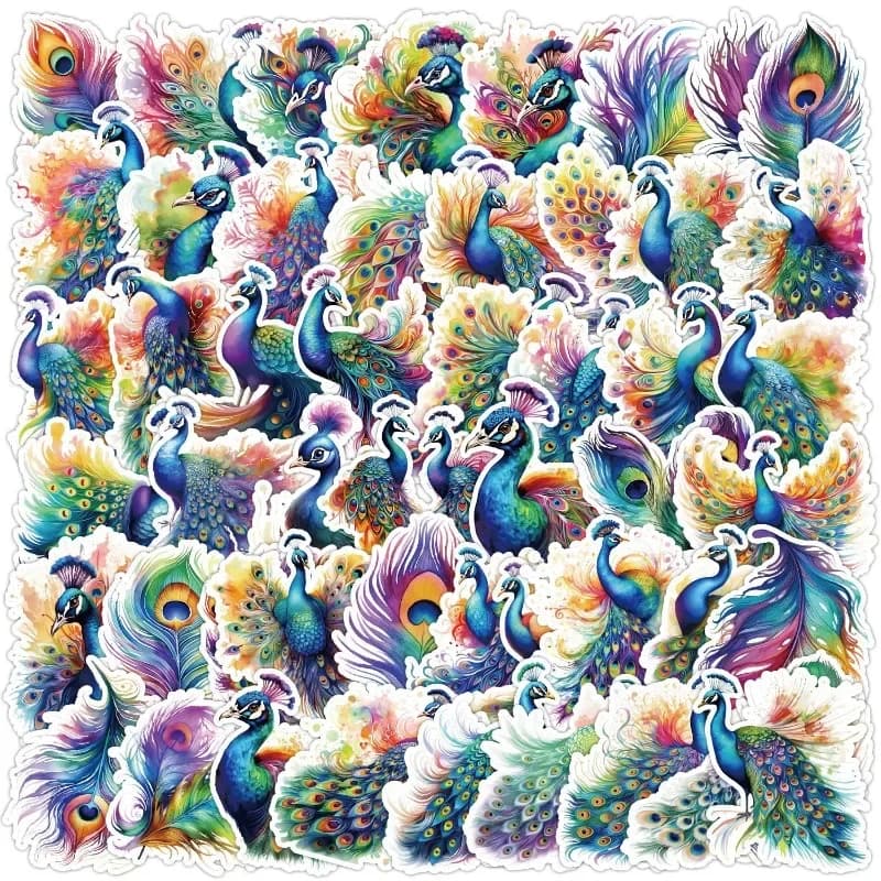 50 fogli colorato pavone simpatico cartone animato adesivi fai da te diario Laptop bagagli Skateboard Graffiti decalcomanie divertente giocattolo classico