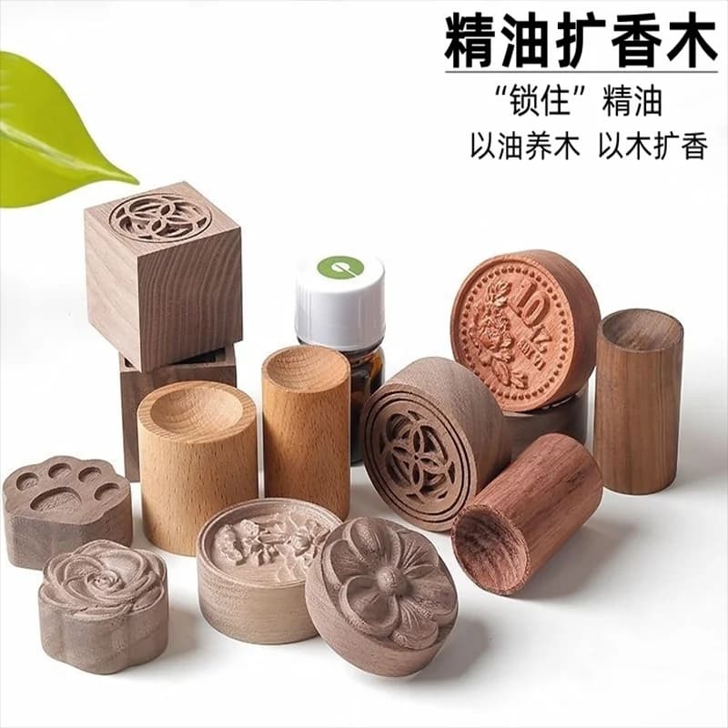 Diffusore di aromi in legno creativo da 1 pezzo, diffusore di 17 stili di faggio/noce/legno di rosa per deodorante per ambienti, aromaterapia portatile senza fiamma