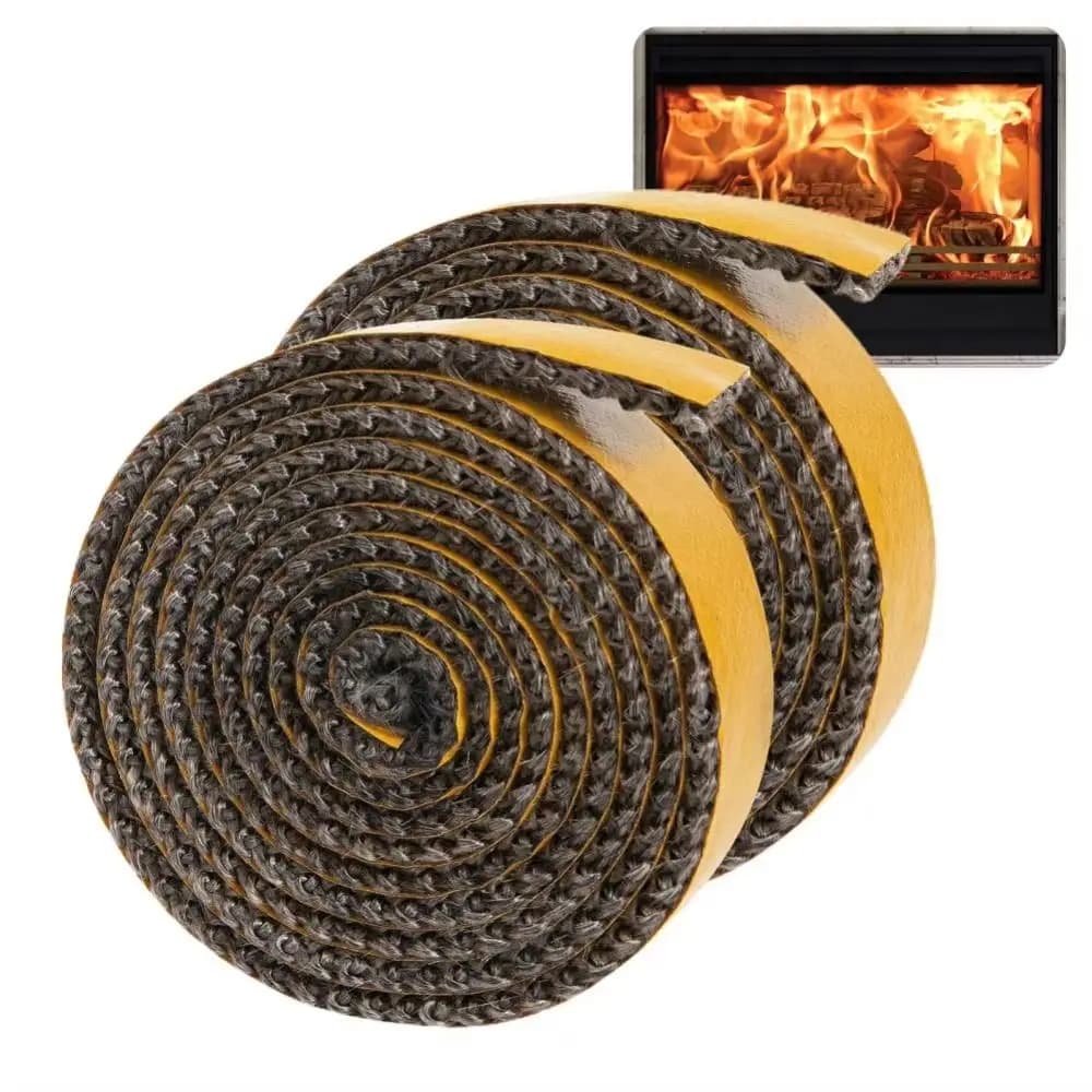 Self-adhesive sealing corda for fireplace Heat-resistant wood stove horn glass fiber sealing corda for flat stove Wood burning burner for interior