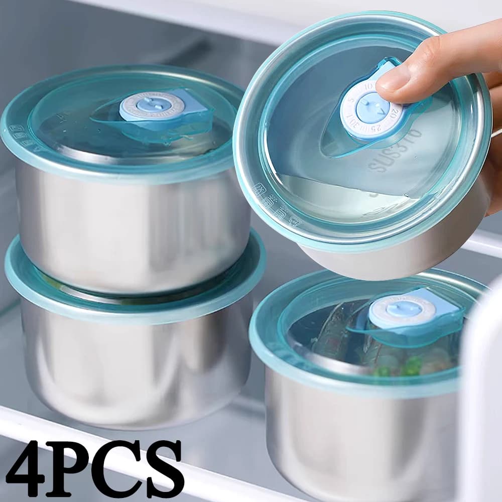 Leak proof round lunch box with lid Stainless steel food storage box Heat-resistant sealed food storage tank