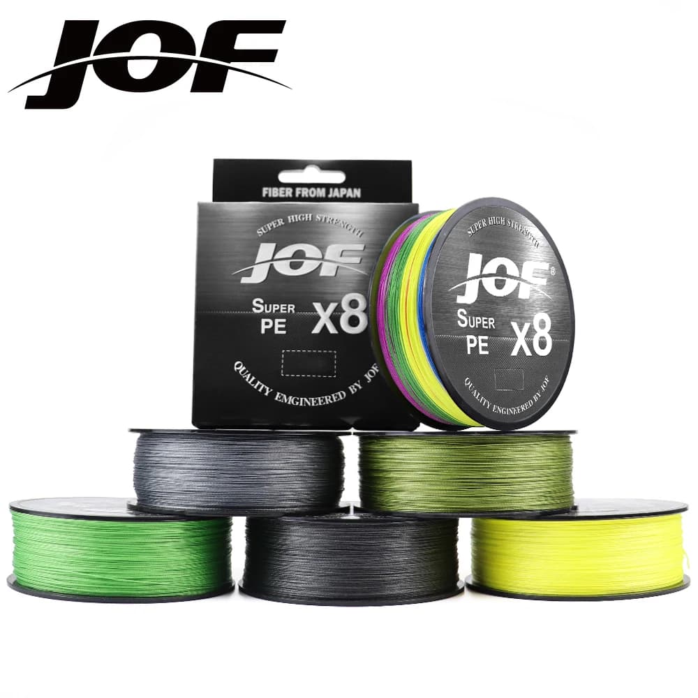 JOF 8 Strands Braid PE Fishing Line 150M 500M 100M Strong Abrasion Resistance Multifilament Fishing Line 12lb-100lb