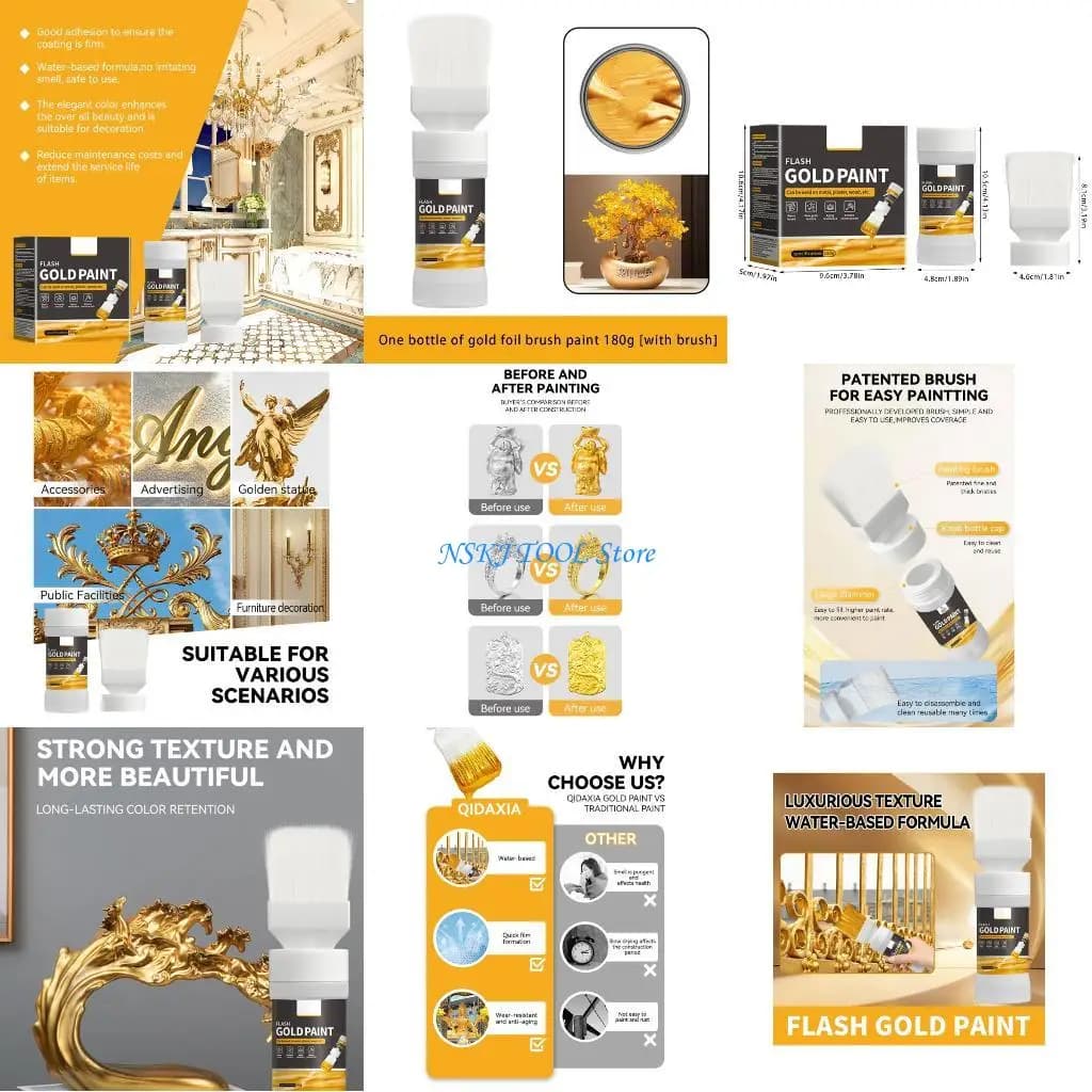 L8RC Vernice a base d'acqua in lamina d'oro con pennello che consente facili ritocchi piastrelle ceramica Adesione per