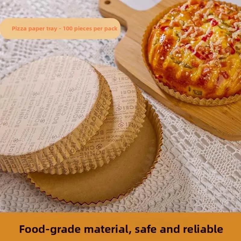 6-Inch Pizza Paper Tray Baking Disposable Coated High-Temperature Resistant Paper Plate Air Fryer Mat Paper Holder for Cooking