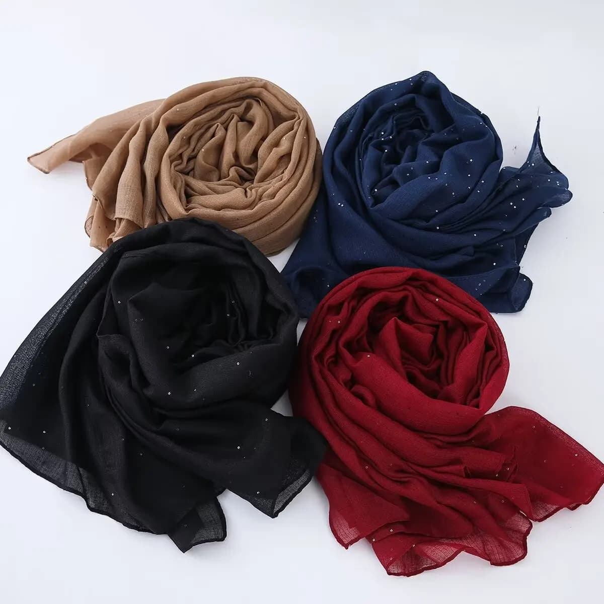 2026 Solid Color Headscarf Cotton and Hemp Scarf Women's Single Color Cotton and Hemp Bubble Towel Sunscreen Towel