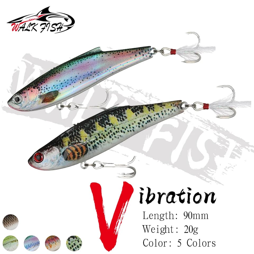 WALK FISH 9cm 20g Three sets Luya Bionic Lures Submerged Pencils Freshwater VIB Blood Trough Hooked Hard Lures Artificial Bait