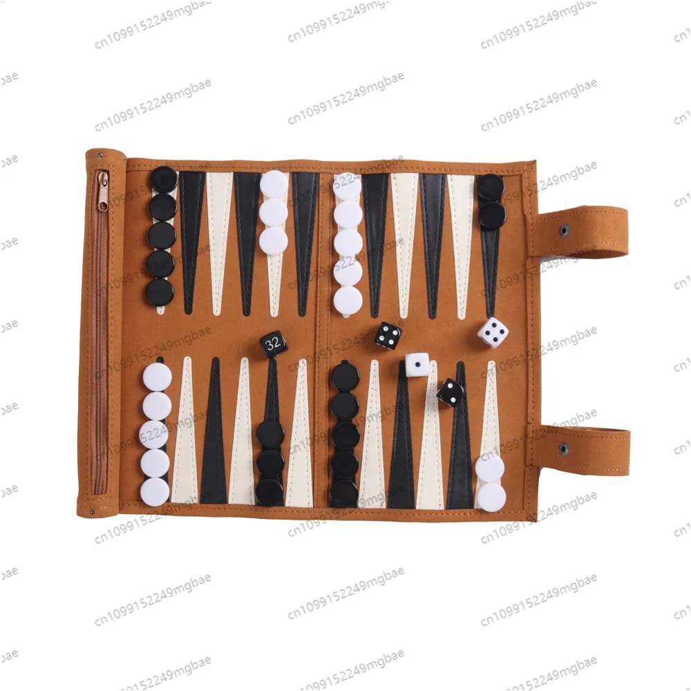 Gioco da tavolo Backgammon Set da backgammon portatili per adulti Giochi da viaggio Design per rotolo per adulti Gioco di puzzle per bambini Strategia da tavolo