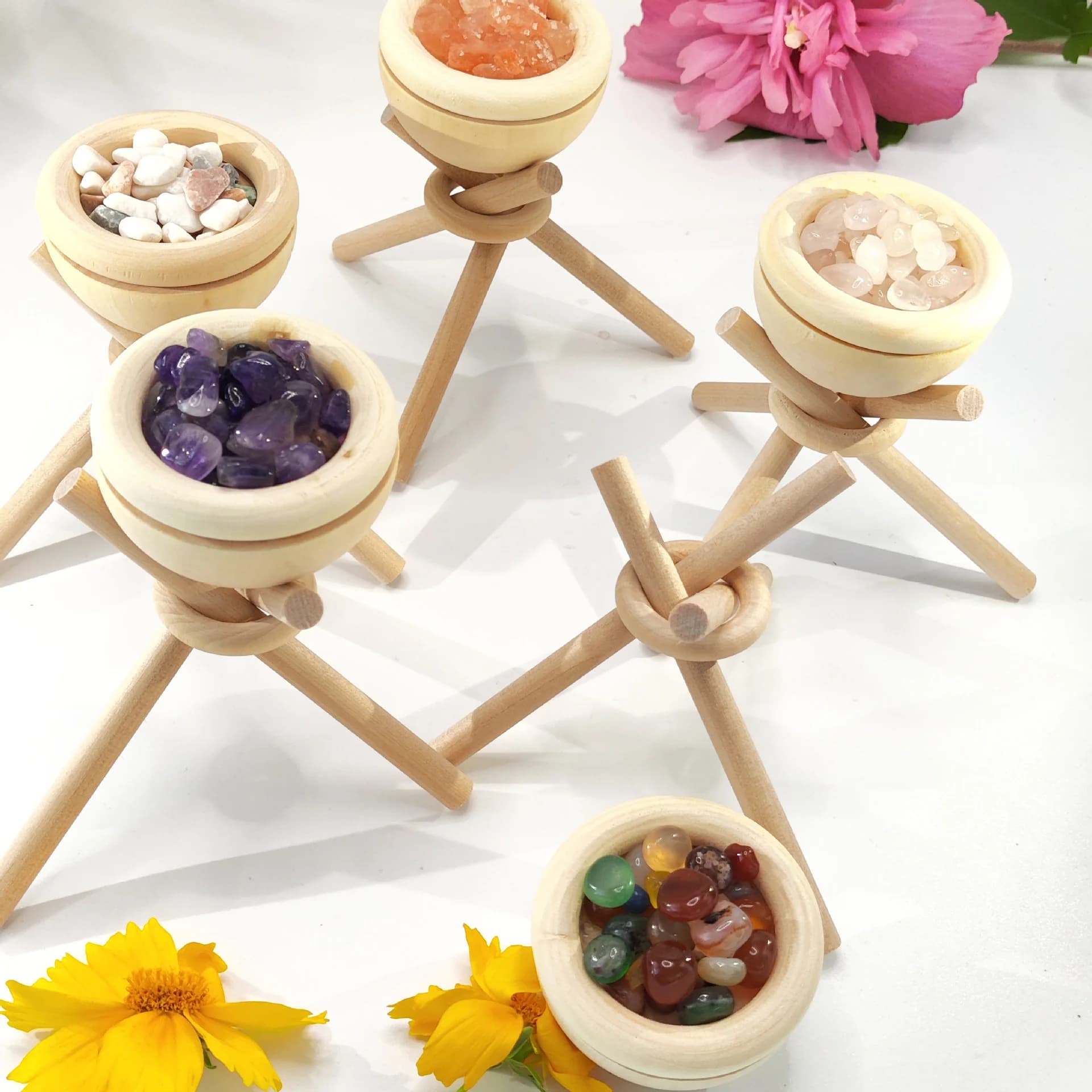 Hot Sale 1Pc Crystal & Wooden Diffuser Set - Multi Aroma Stones Essential Oil Aroma Diffuser Home Decor Ornament
