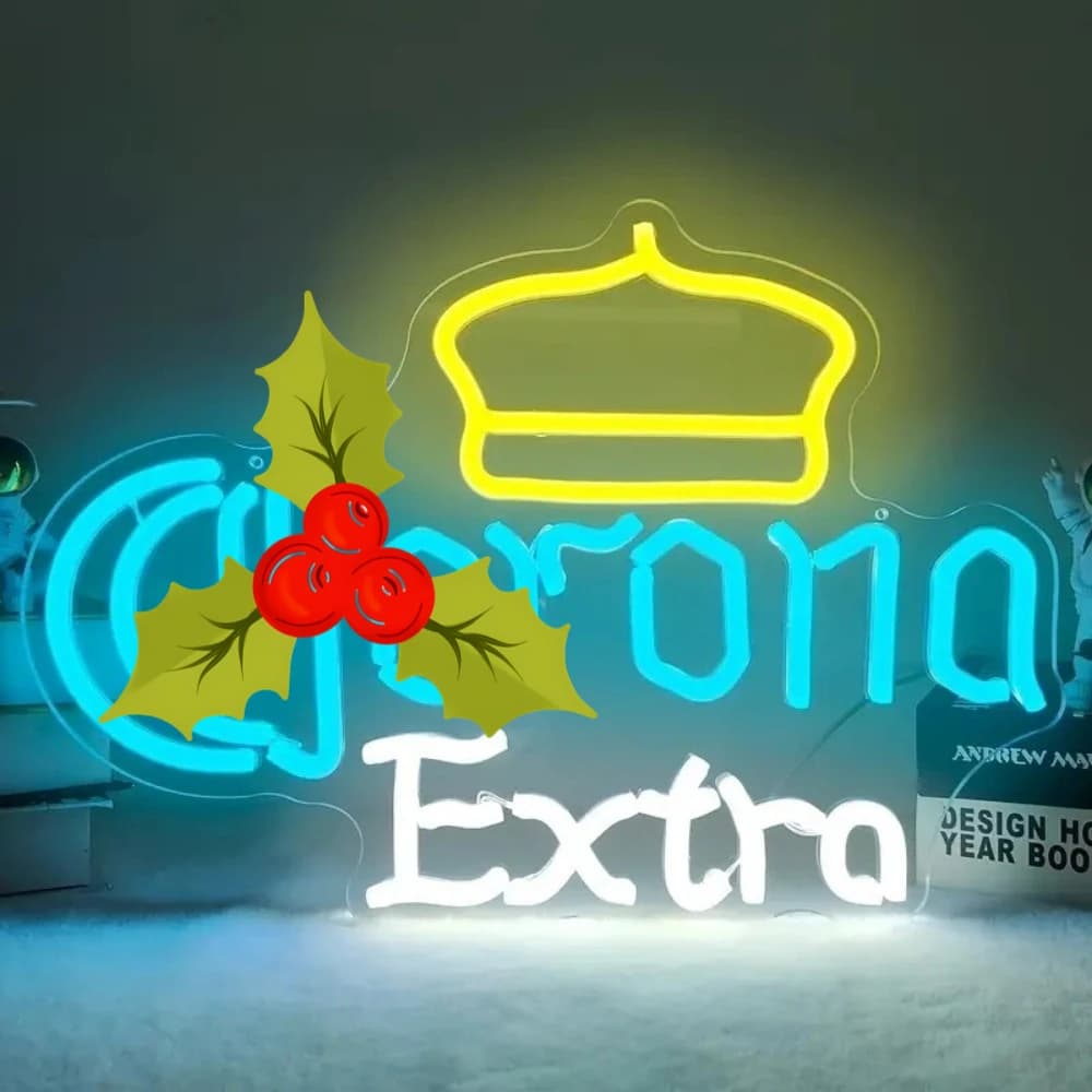 Insegna Luminosa Corona Extra con Corona per Bar, Casa, Feste - Decorazione Dimmerabile USB LED, Arte Murale Moderna ed Elegante con Logo Birra