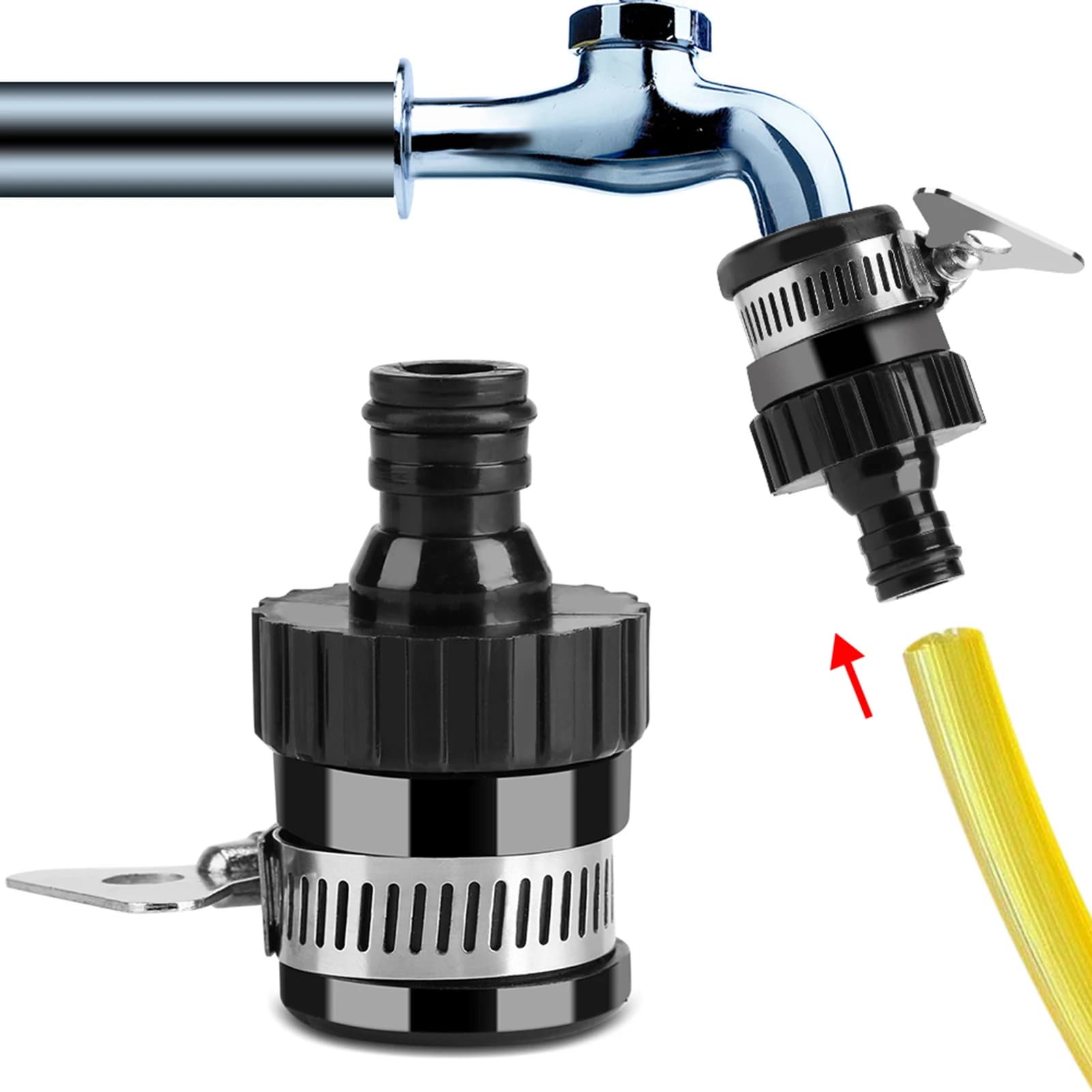 Adattatore Universale per Rubinetto, Connettore per Tubo da Giardino, Raccordo per Tubi per Giardinaggio e Lavaggio Auto