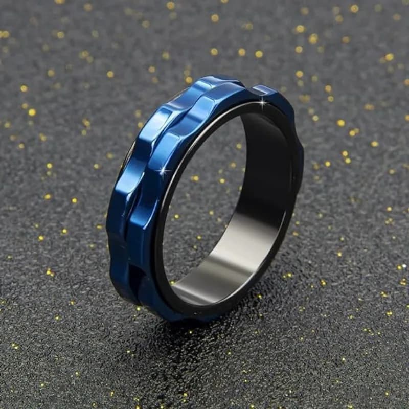 Anello Girevole da Uomo in Titanio Lucido da 6mm con Texture Quadrata, Anello Antistress Rotante in Acciaio Inossidabile, Gioiello Charm