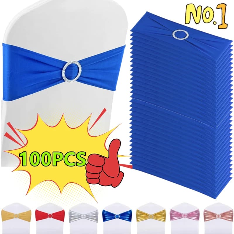 100/50/10pcs Elastic Chair Node Decoration Bridal Ceremony Buckle Cover Phones Back Mariage Hotel Elegant and Modern Decorating Tape