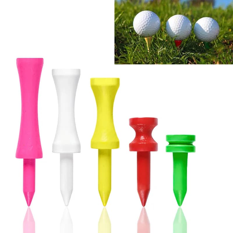 Castle Golf Tees Wood Value 50 Pack, Step Down Tees with 5 Different Sizes for Consistent Height & High Visibility