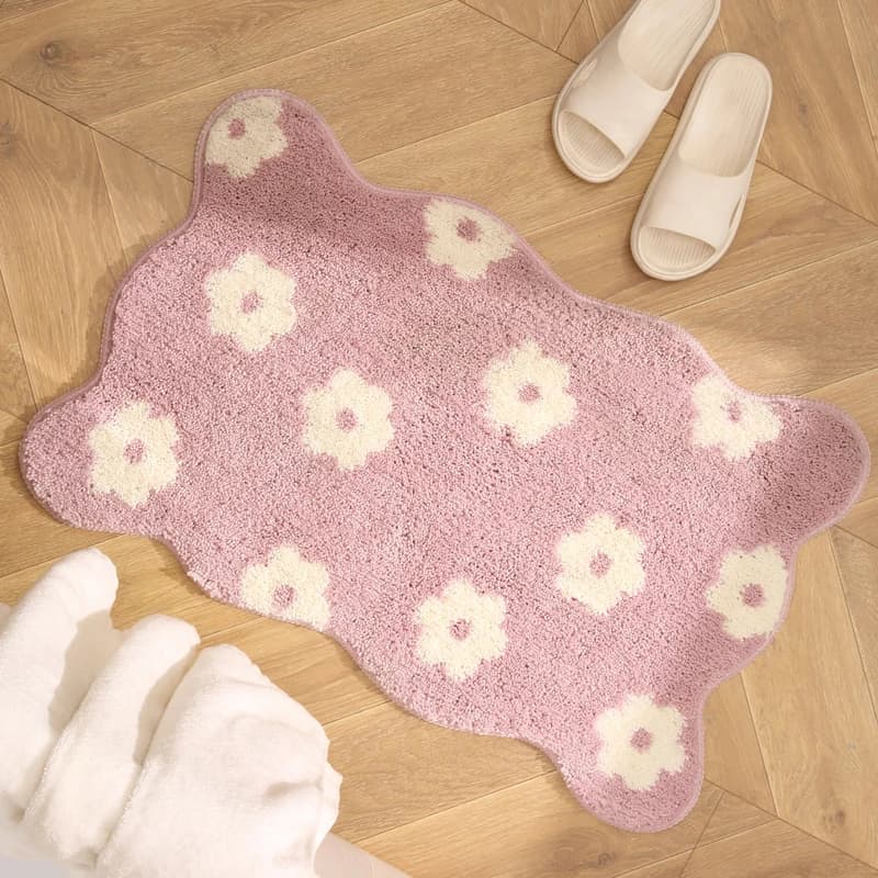 ins vento fiore bagno assorbente tappetino, bagno domestico imitazione cashmere poggiapiedi tappetino per WC