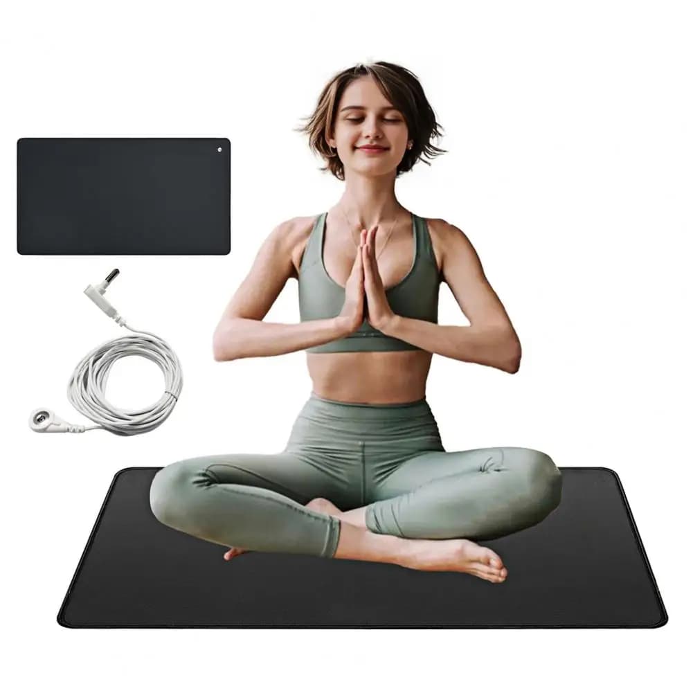 Yoga mat for grounding Universal anti-slip conductive yoga mat in anti-stress anti-stress eco-leather for foot therapy Mat for grounding