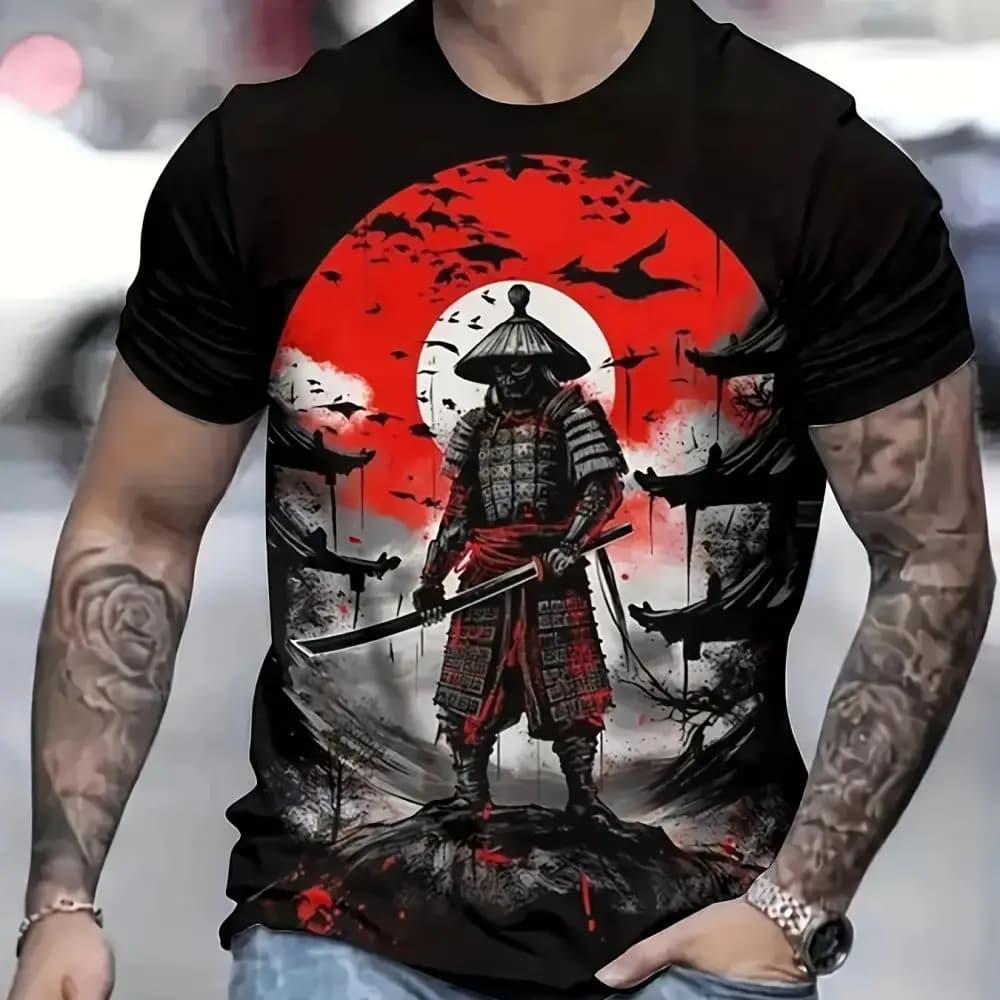 T-shirt giapponese Oni Samurai per t-shirt da uomo abbigliamento primaverile magliette oversize a maniche corte abbigliamento da strada t-shirt da uomo