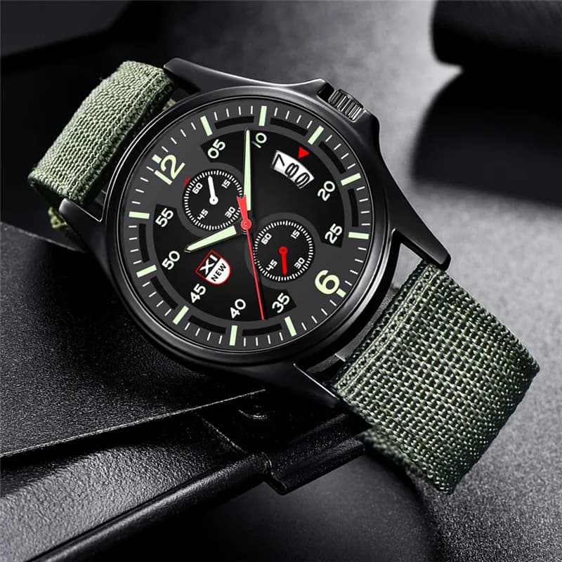 Reloj Hombre Genuino XINEW Men Brand Watches Black Students Boys Fashion Nylon Army Sport Date Watch Relogio Masculino