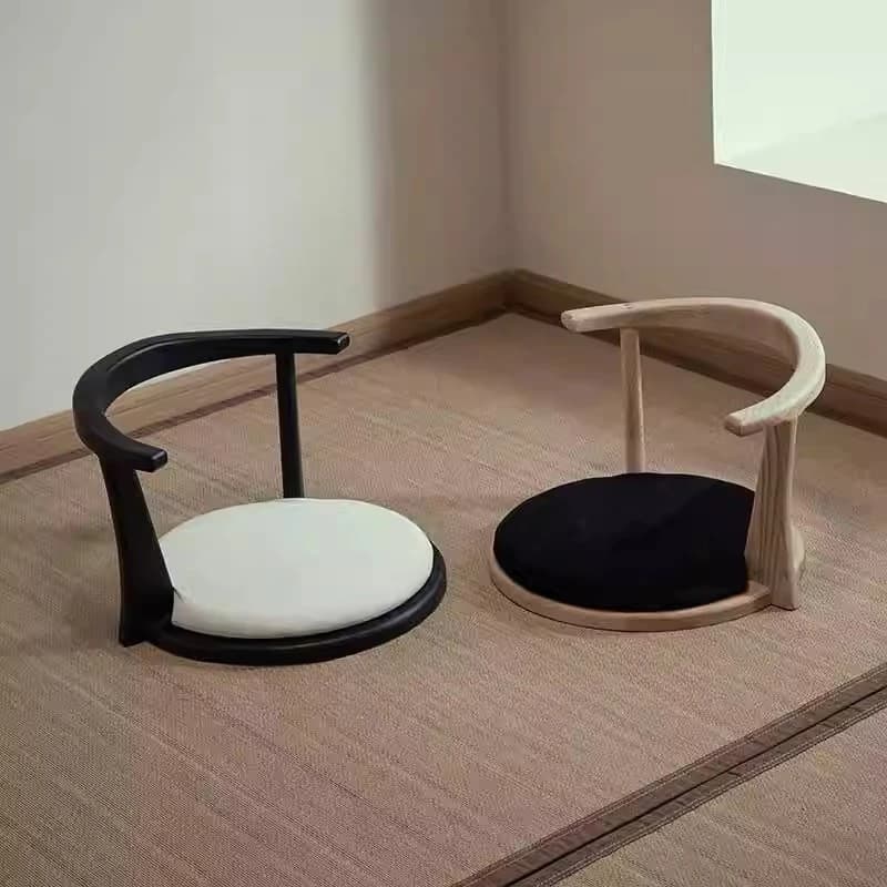 to-Japanese Tatami Floor Chair Solid Wood Backrest Seat for Ceremony Legless Meditation Stool Futon Cushion for Small Spaces-