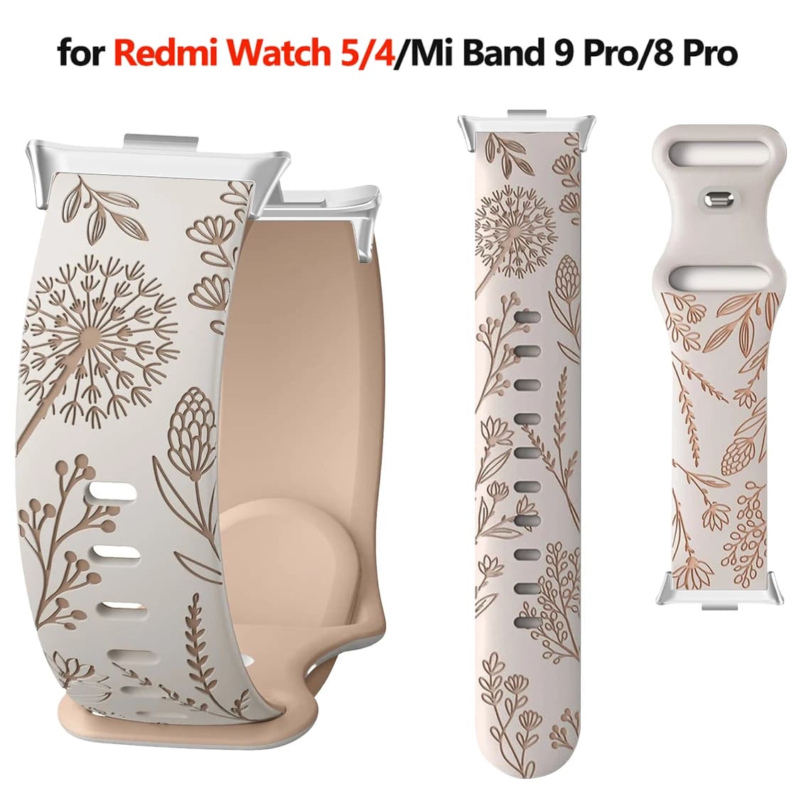 Engraved Silicone Woman Strap For Redmi Watch 5/4 Fashion dandelion Soft Sport Band Bracelet For Miband 9 Pro/8 Pro Accessories