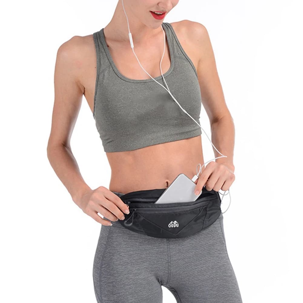 ABST Unisex Sports Running Cycling Jogging Earphone Waist Belt Pack Bag Pouch Pocket-Black