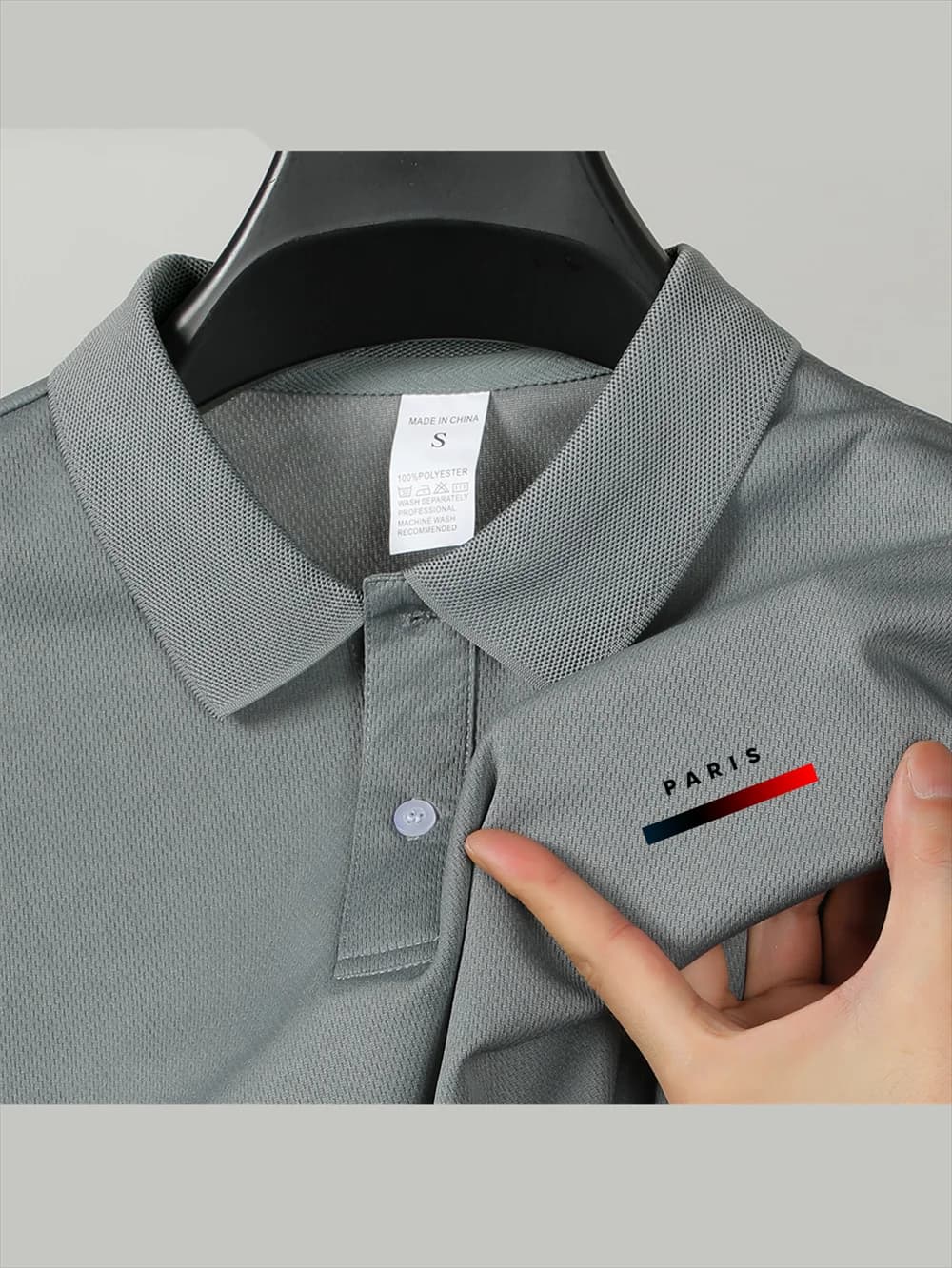 Polo in rete traspirante blu navy da uomo, classica casual con bottoni, a maniche corte, per affari, sport e uso quotidiano