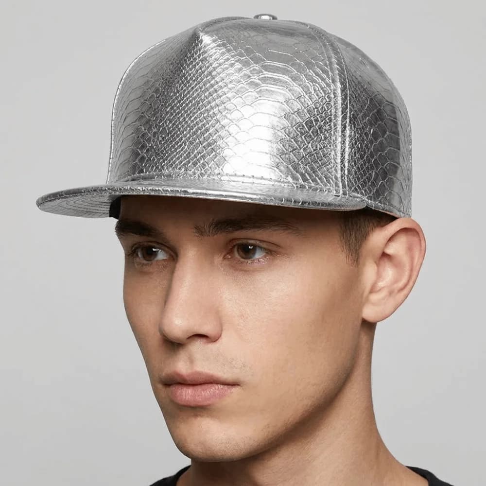 Fashion Adjustable Baseball Cap Flat Brim PU Leather Hip-hop Hat Sunscreen Crocodiles Pattern Snapback Hat Female