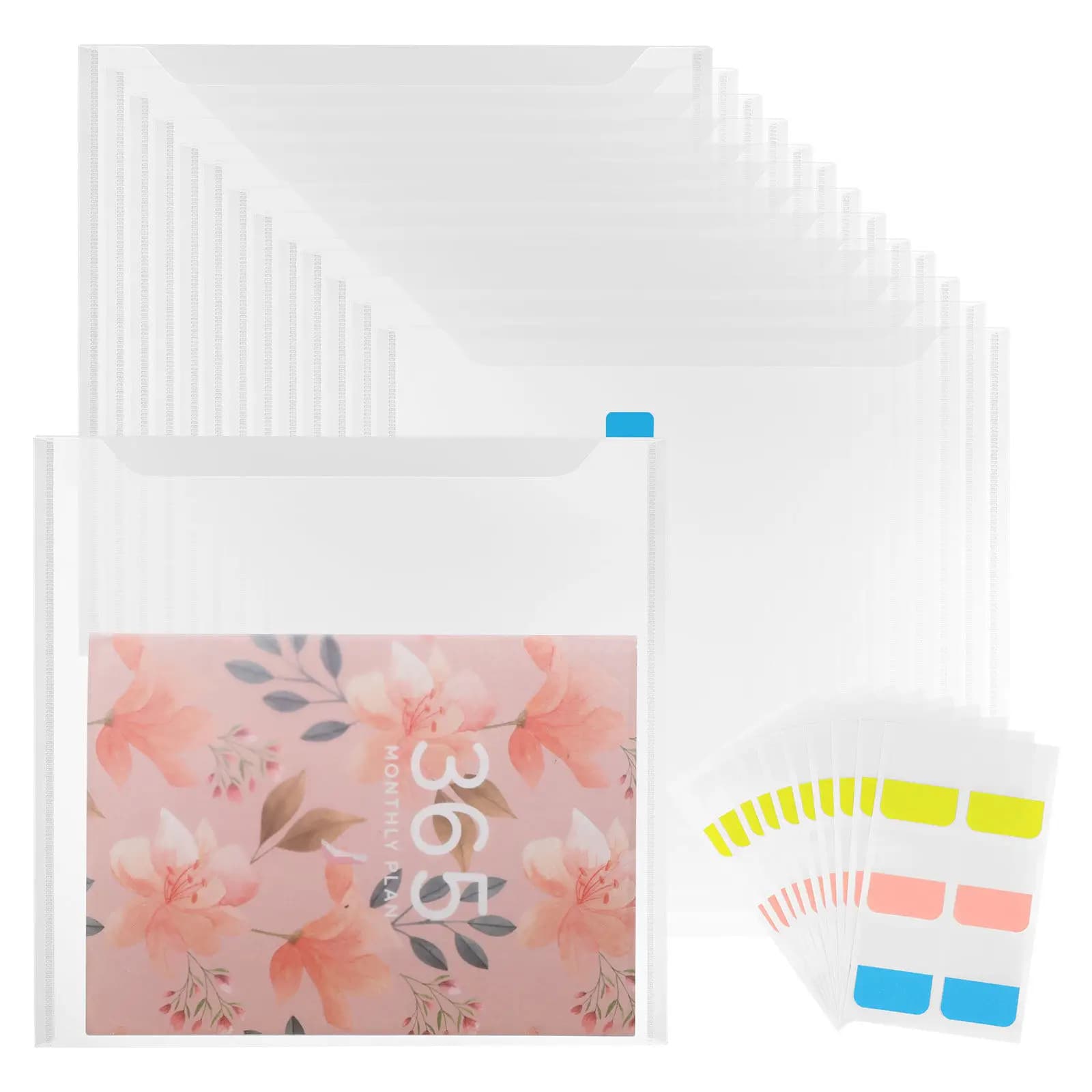 36Pcs File Organizer Set Transparent Plastic Expanding Folder Label Window Office Home School Document Storage Business File