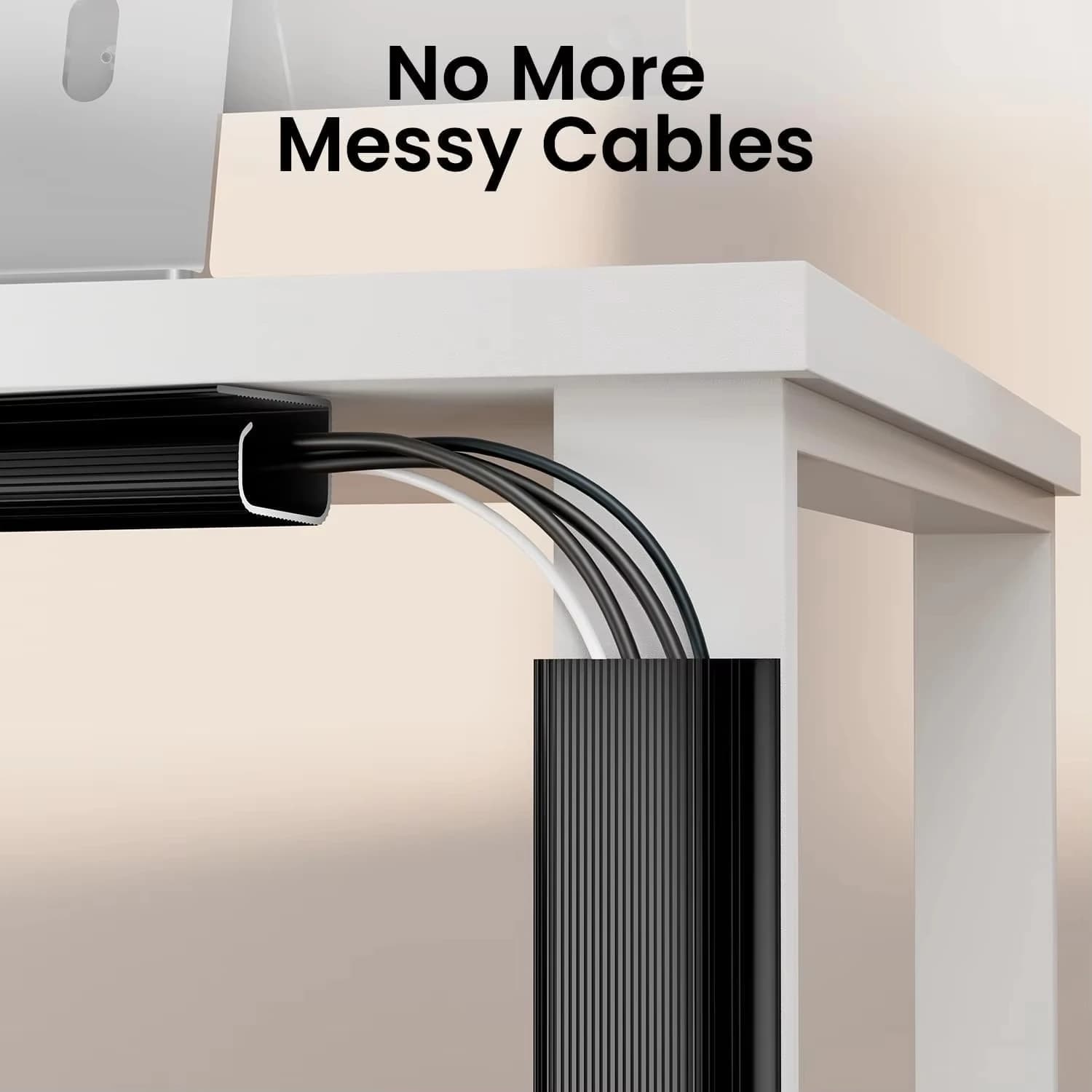No Drilling PVC Desk Cable Tray 1pc Under Desk Raceway Cord Hider Home Office Wire Organizer Desktop Tidy Management Channel