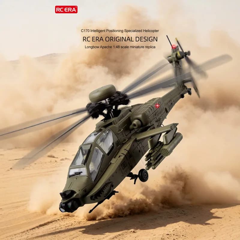 Rc Era Remote Control Helicopter C170 Ah 64d Apache Six Channel Single Rotor No Aileron Stunt Indoor Outdoor For Adult Beginners
