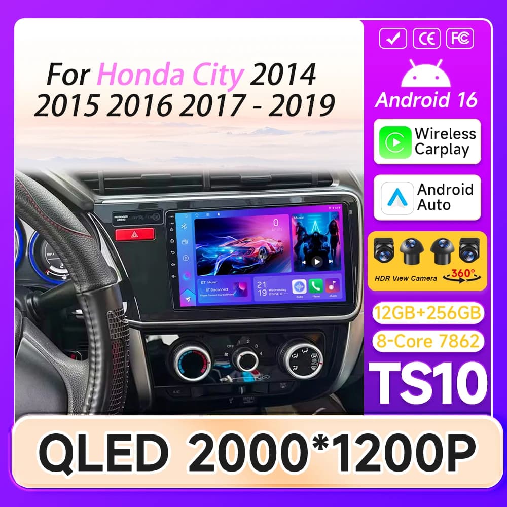 Android Auto For Honda City 2014 2015 2016 2017 - 2019 Car Radio Car Intelligent Systems GPS Navigation 5G Wifi No 2din Screen