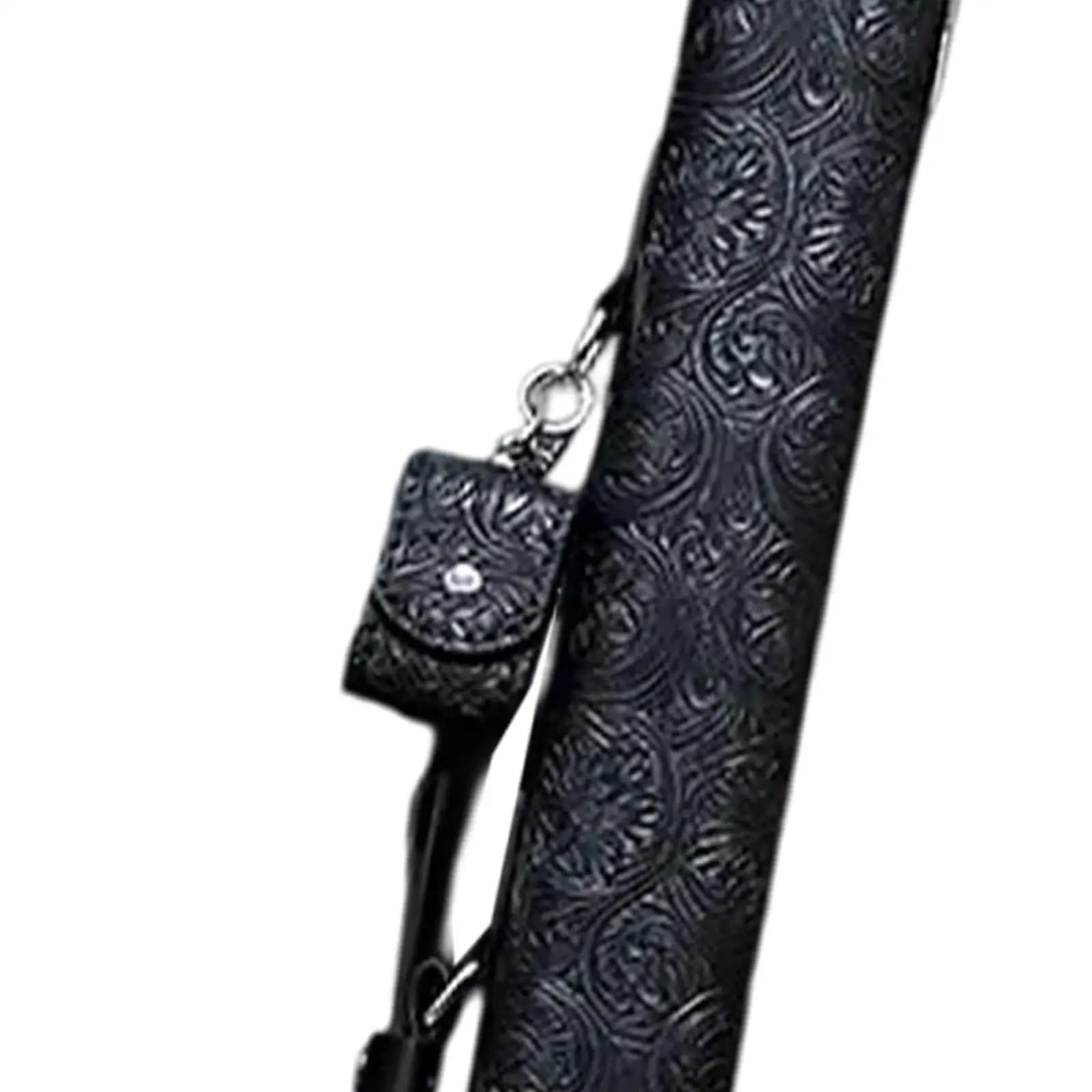 Billiard Cue Case with Shoulder Strap Elegant PU Leather Embossed Carry Bag for Complete 2 Piece Cue Billiards Kit
