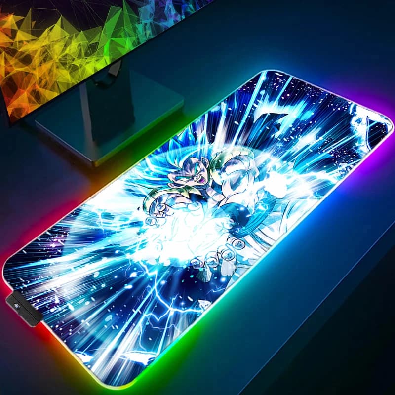 Tappetino per Mouse RGB Dragon Ball con Retroilluminazione, Grande Tappetino LED per PC, Accessori da Gaming, Tastiera e Scrivania con Animazione